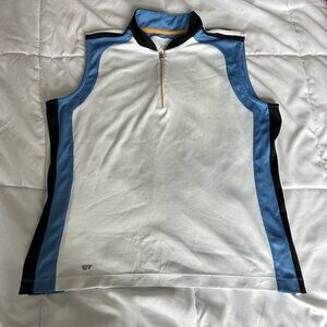 Tail Womens Large L Tank Top Polo Golf Sleeveless Tennis 1/4 Zip Blue White